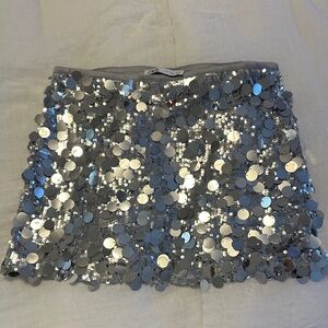 Zara Silver Sequin Mini Skirt